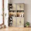 Kitchen Pantry Cabinet, Tall Kitchen Hutch Bar Cabinet with RGB Light, Farmhouse Large Wood Storage Cabinet with Barn Doors & 2 Open Shelves - 3 of 4