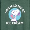 Women's - Peanuts - You Had Me At Ice Cream Lightweight French Terry Wide Neck Long Sleeve Shirt - 2 of 4