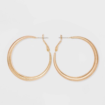 Worn Gold Hoop Post and Hinge Earrings - Universal Thread™ Gold