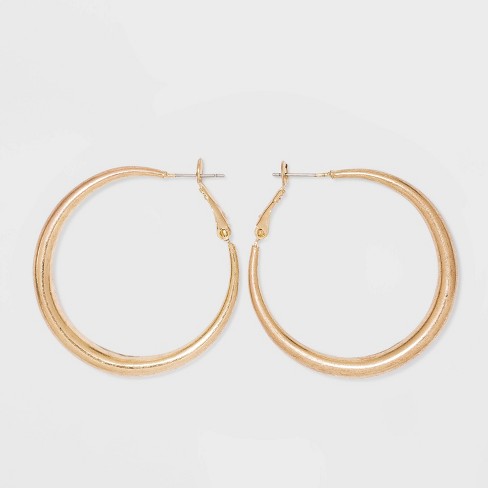 Worn Gold Hoop Post and Hinge Earrings - Universal Thread™ Gold - image 1 of 2