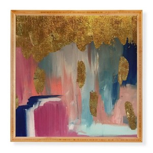 Deny Designs Tina Salazar Gold Leaf Indigo Blue Abstract Framed Wall Art Bamboo - 1 of 3