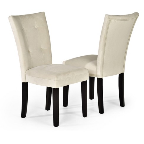 Set Of 2 Margo Microfiber Parsons Chairs Wood Beige Steve Silver