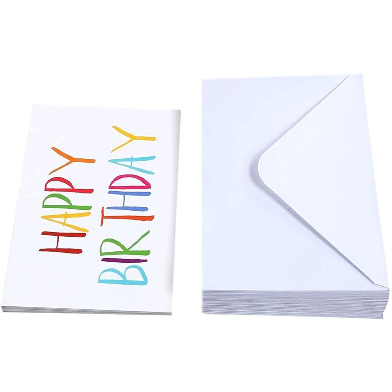 Best Paper Greetings 48 Pack Blank Bulk Birthday Cards with Envelopes for Birthday Greetings, 6 Colorful Rainbow Font Designs, 4 x 6 In, 4 of 5