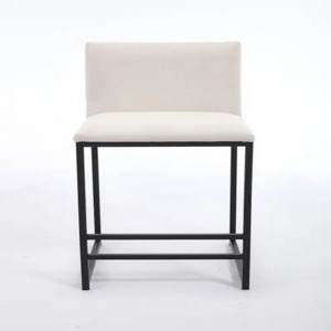 Counter Height Bar Stools Set of 2, Upholstered Linen Bar Chairs, Metal Footrest and Frame for Kitchen,Dining Room-IVORY - 1 of 4