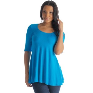 Womens Elbow Sleeve Swing Tunic Top - 24seven Comfort Apparel™ - 1 of 4