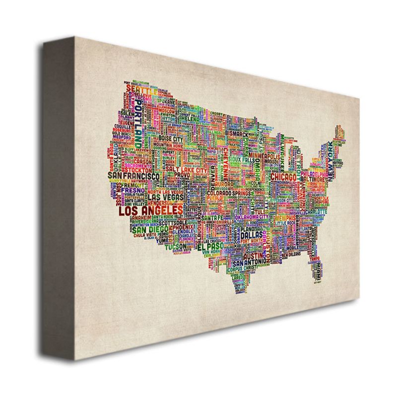 22&#34; x 32&#34; US Cities Text Map VI by Michael Tompsett - Trademark Fine Art, 4 of 6