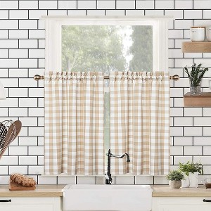 Buffalo Check Plaid Cotton Blend Kitchen Curtains - 1 of 4