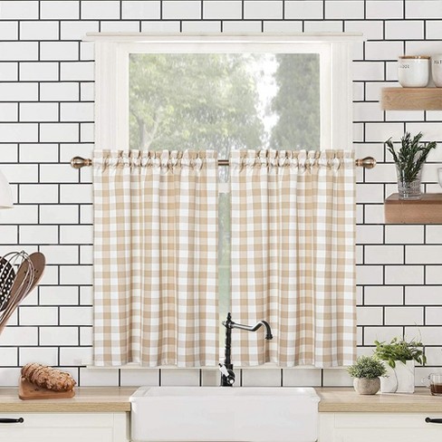 Buffalo Check Plaid Cotton Blend Kitchen Curtains : Target