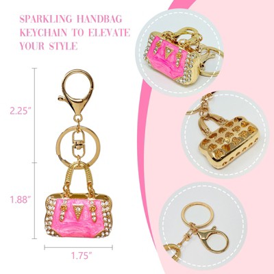Wrapables Rhinestone Handbag Shaped Purse Charm Keychain, Mother's Day Gift White — фото 4