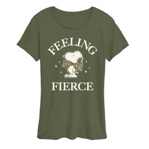 Women's - Peanuts - Feeling Fierce Snoopy Short Sleeve Graphic T-Shirt - 1 of 4