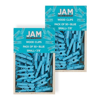 JAM Paper Wood Clip Clothespins Small 7/8 Inch Blue Clothes Pins 2230717361A