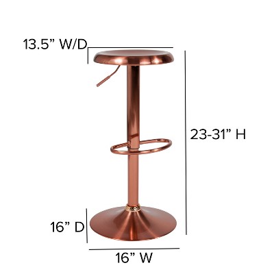 Sleek Rose Gold Adjustable Swivel Metal Barstool