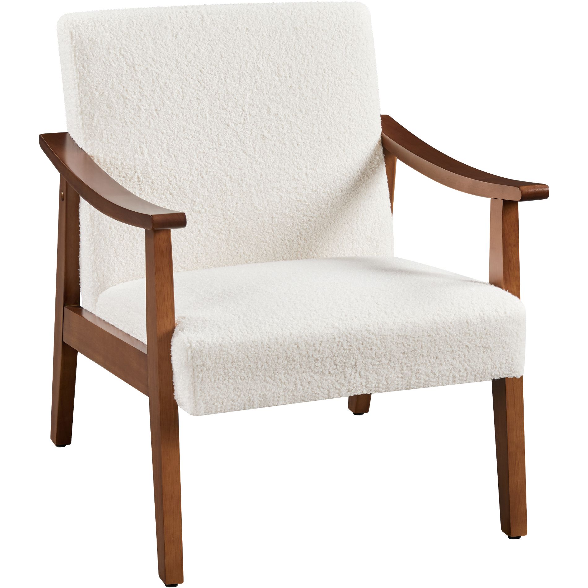 Yaheetech Modern Upholstered Armchair Accent Chair with Solid Wood Legs, Ivory