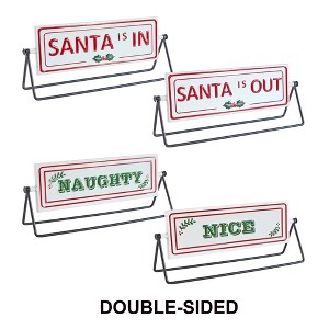 Reversible Holiday Sentiment Iron Table Signs Set of 2, Red White Christmas Accent, 12×3×5 Decor by Melrose - 1 of 4