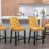 INFURNIC Counter and Bar Stools Velvet Tufted Upholstered Barstools with Nailhead Trim for Dining Room, Gold, 23.6"*19.5"*40.7" - 2 of 4