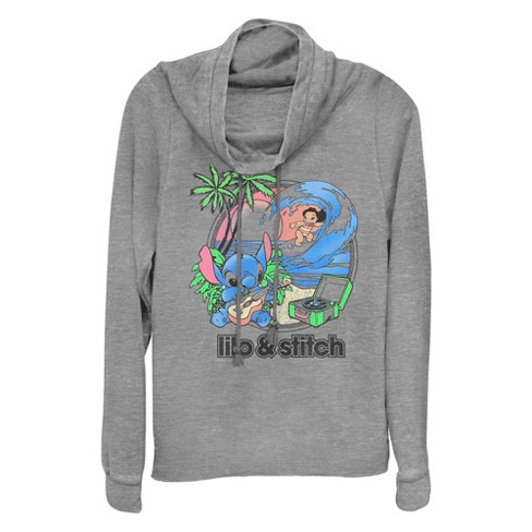 Junior s Lilo Stitch Bright Beach Friends Cowl Neck Sweatshirt Target