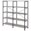 Vynxaria Transitional Minimalist Double-Wide Bookcase 4 Side Shelves, Sturdy Black Metal Frame, Grey Driftwood & Black - 3 of 4