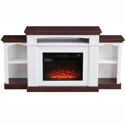 Chery Life Electric Fireplace TV Stand for 70 inch TV, 23 inch Fireplace with Mantel, Living Room TV Stand with Remote Control