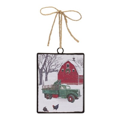 Melrose Glass Truck and Barn Ornament (Set of 12)