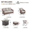 Buenhomino Patio Furniture Set 7 Piece Brown Wicker Outdoor Furniture Patio Sectional Sofa Couch PE Rattan Conversation Sets with Fire Pit Table - 4 of 4
