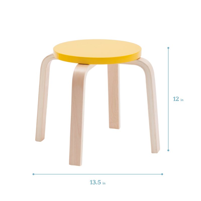 ECR4Kids Bentwood Stacking Stools for Kids, Playroom/Daycare Flexible Seating, 12" Height, 6-Piece, 3 of 15