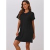 cheibear Women's Short Sleeve Front Pocket Knit Round Neck Loungewear - 2 of 4