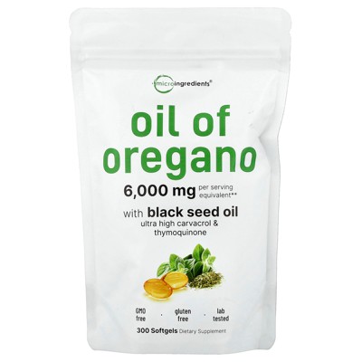 Micro Ingredients Oil of Oregano with Black Seed Oil, 300 Softgels
