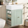 Gulches 20 Inch 1 Sink Modern Wall Mounted Green Bath Vanity with White Ceramic Top Storage Cabinet Drawer Side Shelf - 2 of 4