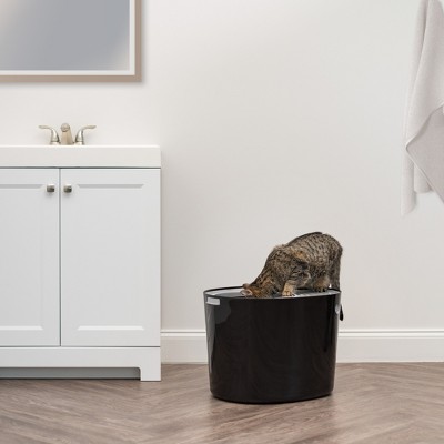 Modern Black and Gray Round Top Entry Cat Litter Box