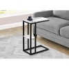 Monarch Specialties Accent Table C-Shaped End Side Snack Living Room Bedroom Metal Laminate White Marble Look Black Contemporary Modern - 2 of 4