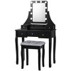 Tangkula Detachable Vanity Table Set Makeup Table with Mirror &Cushioned Stool WhiteBlackBrown - 4 of 4