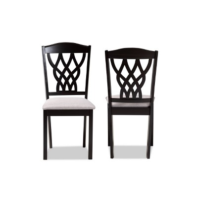 2pc Delilah Fabric Upholstered And Wood Dining Chairs Baxton Studio