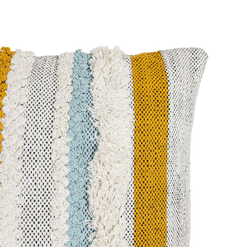 Striped with Fringe Filled Throw Pillow Mustard by Foreside Home & Garden, 4 of 8