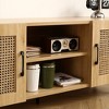 Rattan TV Stand with Open Shelves and Doors for 55 Inch TV - Farmhouse Media Console Table for Living Room - 3 of 4