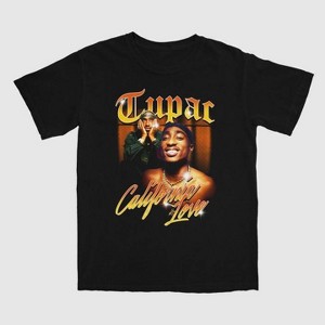 Men's Tupac Short Sleeve Crewneck T-Shirt - Black - 1 of 3