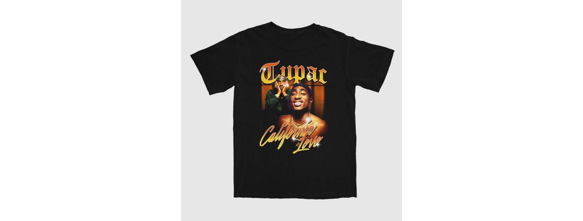 Men's Tupac Short Sleeve Crewneck T-Shirt - Black