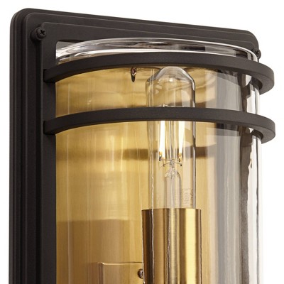 Modern Luxe 21" Black and Gold Wall Sconce with Clear Glass