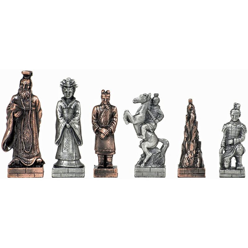 WE Games Chinese Qin Chess & Checkers Game Set - Pewter Chessmen & Black Stained Wood Board with Storage Drawers 15 in., 3 of 7