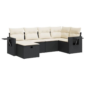 vidaXL Garden Sofa Set Black and Cream White - 1 of 4