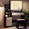 Makeup Vanity Desk with Mirror, Vanity Table and Chair Set, 3 Color Modes Adjustable, Multi-Layer Shelves and Drawer Storage, for Bedroom - 2 of 4