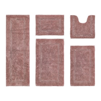 Lux Premium 100% Cotton Tufted Solid Reversible 5 PC Bath Rug Set – Ultra-Soft, Water-Absorbent, Durable, Machine Washable Bathroom Rug