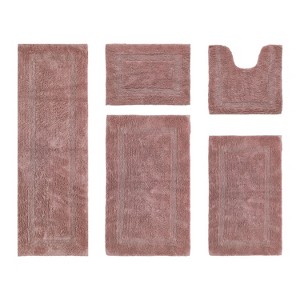 Lux Premium 100% Cotton Tufted Solid Reversible 5 PC Bath Rug Set – Ultra-Soft, Water-Absorbent, Durable, Machine Washable Bathroom Rug - 1 of 4