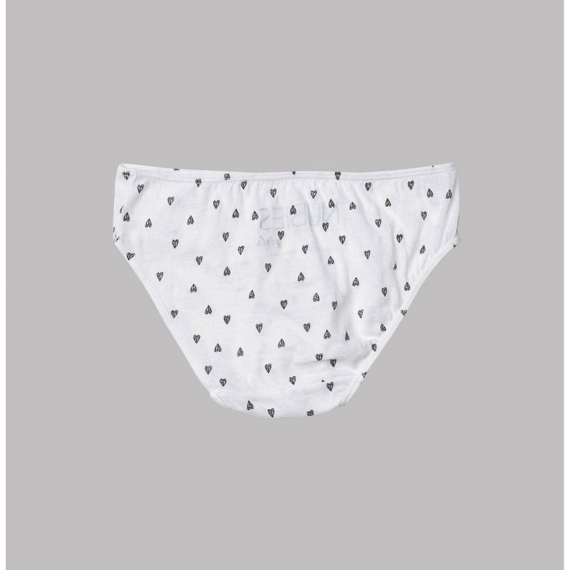 Nubies Essentials Girls' 5pk Heart Print Underwear - White, 3 of 6