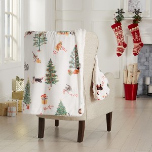 Holiday-Printed Plush Throw Blanket - Great Bay Home - 1 of 4