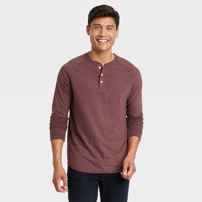 Men's Regular Fit Long Sleeve Henley T-Shirt - Goodfellow & Co™ Pink S