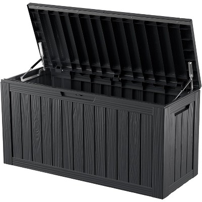 OBOKATA 80 Gallon lockable waterproof outdoor storage box, suitable for seating terrace furniture or storing tools, swimming pool accessories,Black