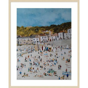 33" x 41" Mousehole Beach by Judy Joel Wood Framed Wall Art Print - Amanti Art: Seaside Imagery, Giclee Lithograph - 1 of 4