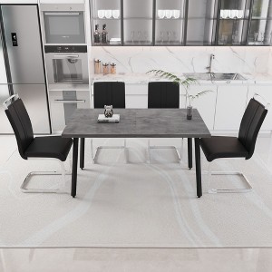 5-Piece Expandable Dining Set with Rectangular Table and 4 C-shaped Tubular Cushioned Armless Chairs - 1 of 4