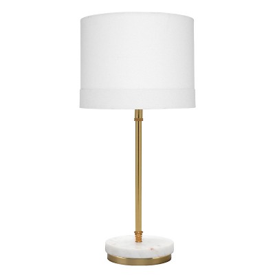 Grace White Marble and Brass Table Lamp with Drum Shade