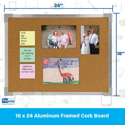 18" x 24" Aluminum Framed Natural Cork Bulletin Board